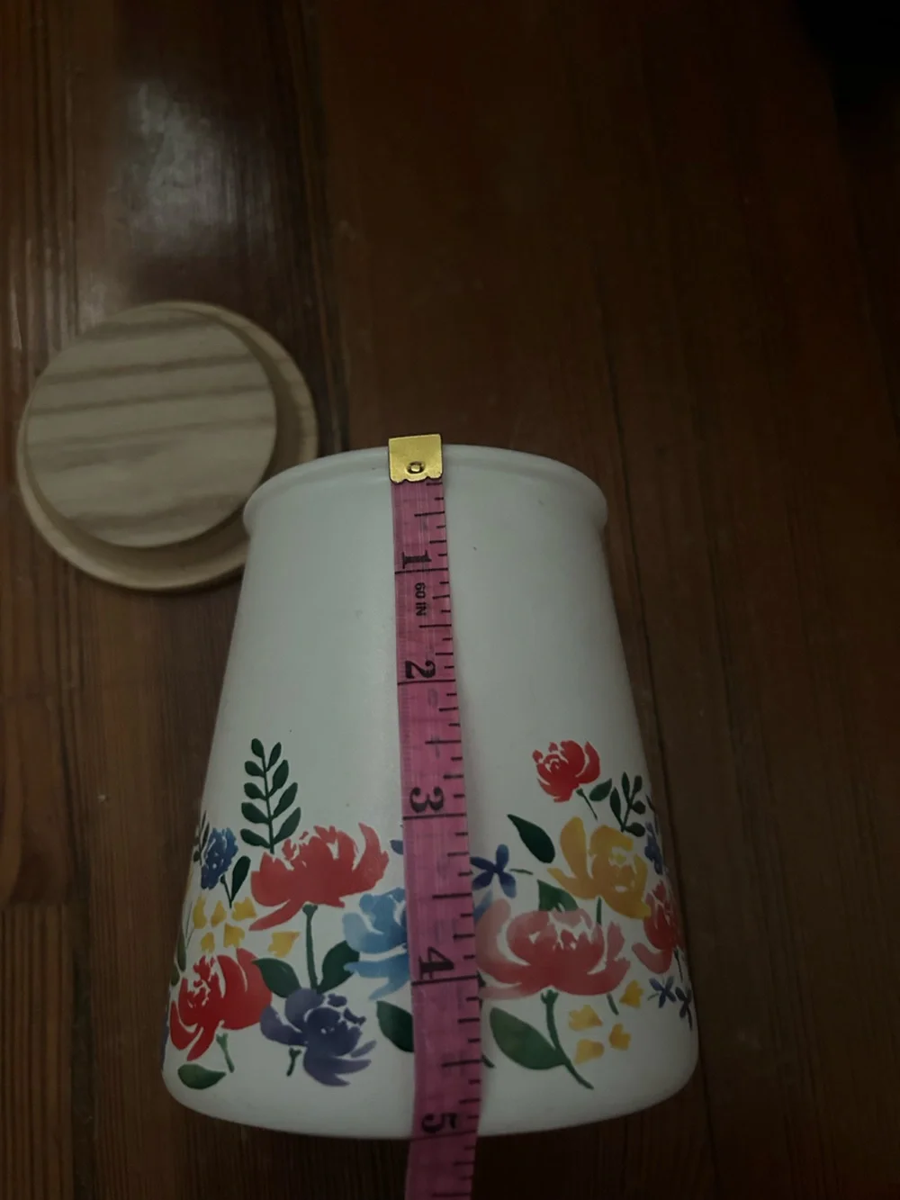 Floral Ceramic Jar with Wooden Lid